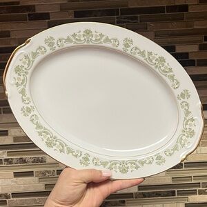 Style House Vintage Contessa 12" Oval Serving Platter Green Fine China Japan